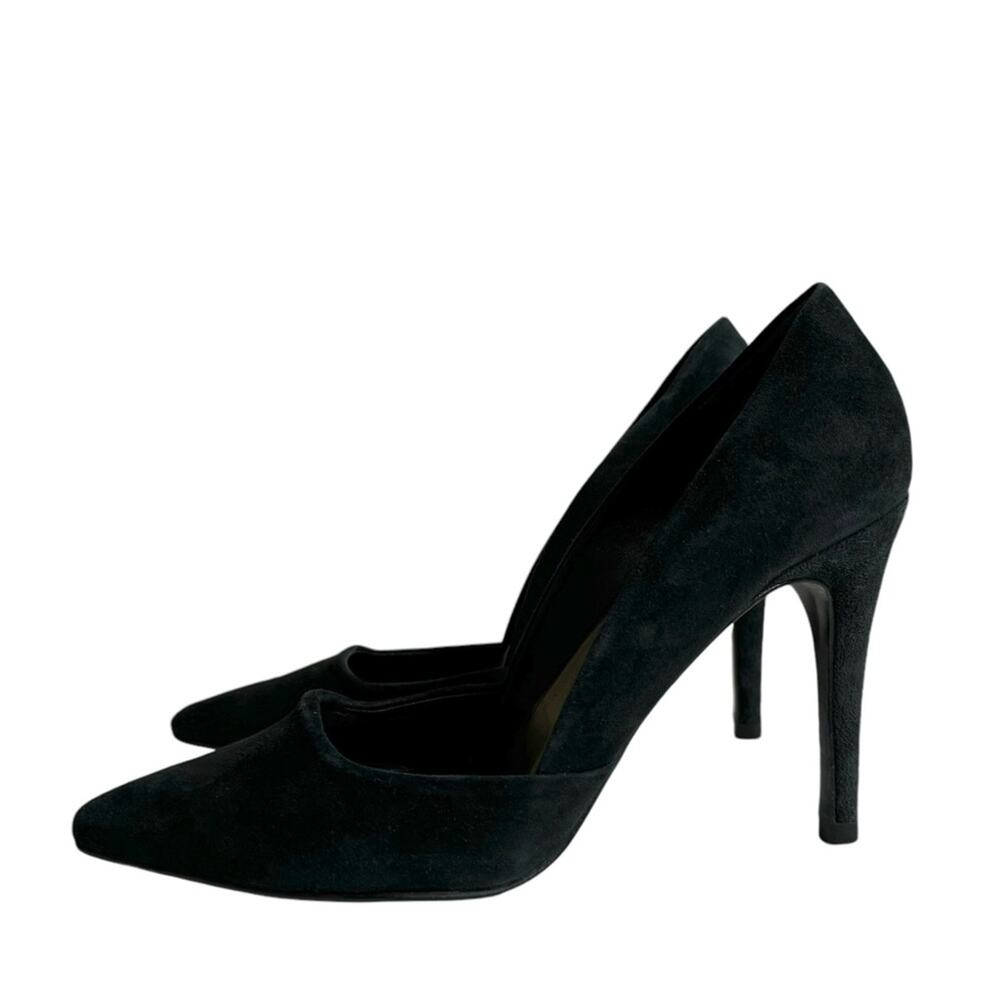 Trina Turk Hollywood Leather Suede Dress‎ Pumps Black Shoes Women's Size 7M